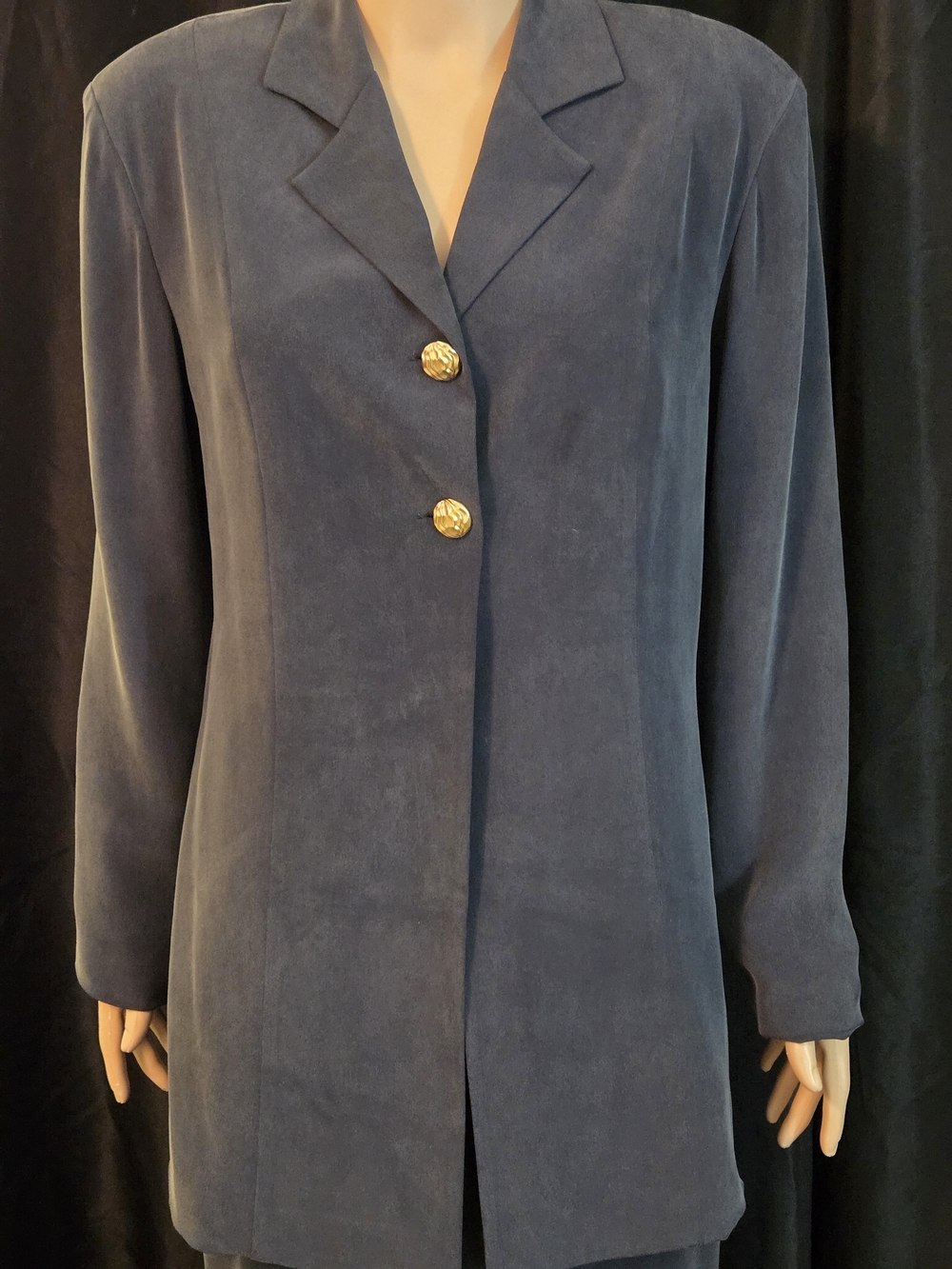 Galinda Wang Classic  Suaded Silk Cocktail Or Business Suit with Gold Buttons